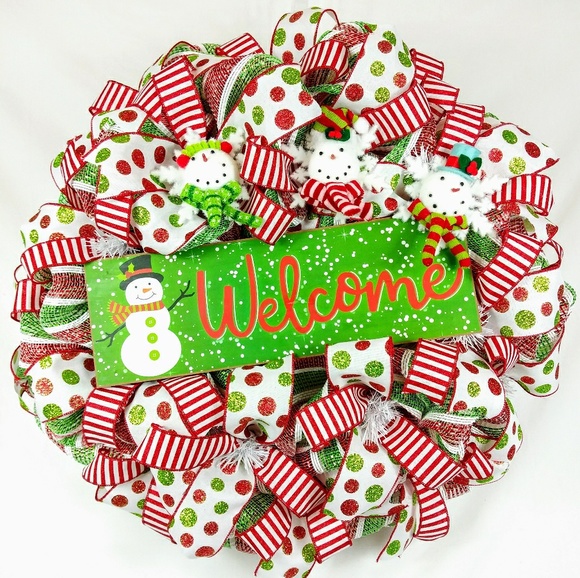 🎀SOLD🎀Snowman Christmas Welcome Wreath - Picture 5 of 6